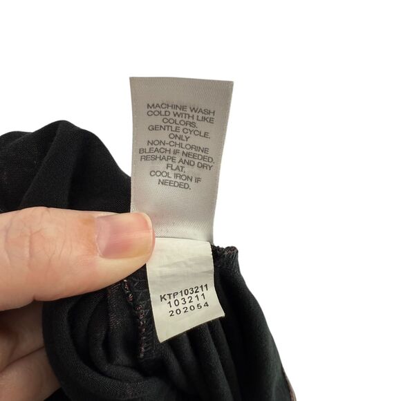 J. Jill Floral Tunic Top Size MEDIUM Wearever Black Blossom Pleated 3/4 Sleeve - Picture 13 of 13